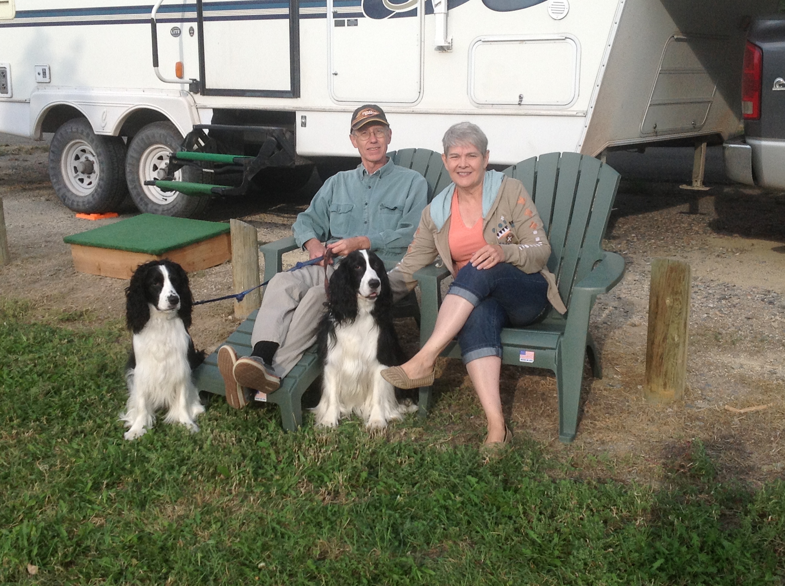 Cyndy Erickson camping with her husband and beloved dogs
