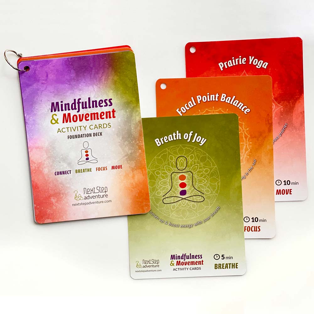 Mindfulness & Movement Activity Cards by Next Step showing cover and sections of Foundation Deck